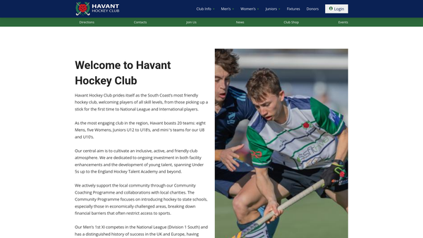 Screenshot of the Havant Hockey Club website