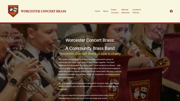 Screenshot of the Worcester Concert Brass website