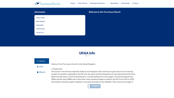 Screenshot of the True Jesus Church (Leeds) website