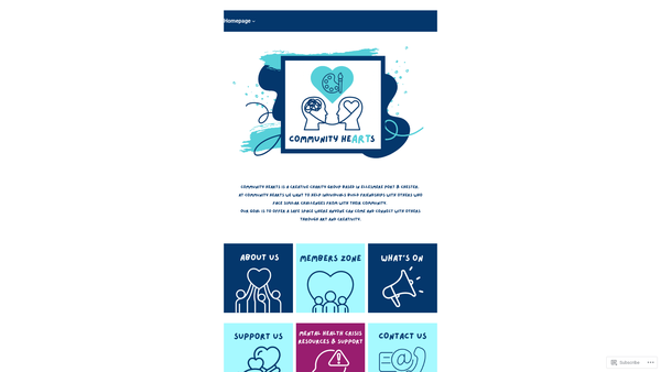 Screenshot of the Community Hearts website