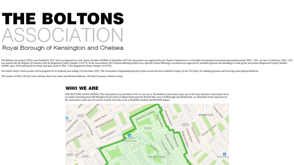 Screenshot of the The Boltons Association website