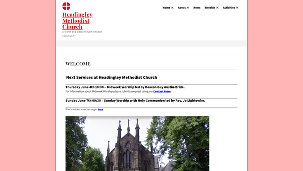 Screenshot of the Headingley Methodist Church website