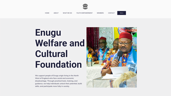 Screenshot of the Enugu Welfare And Cultural Foundation website