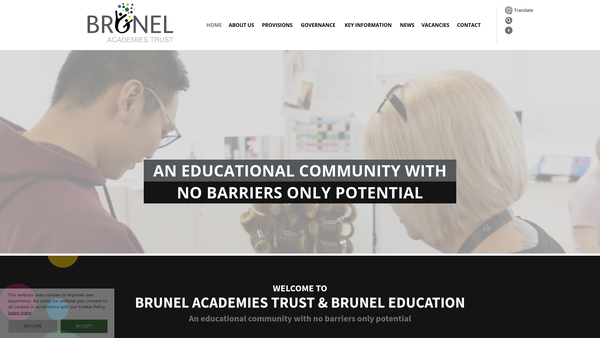 Screenshot of the Brunel Education website