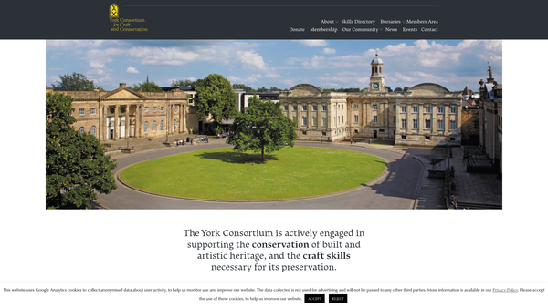 Screenshot of the York Foundation For Craft And Conservation website