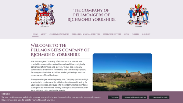 Screenshot of the The Fellmongers Company Charity website