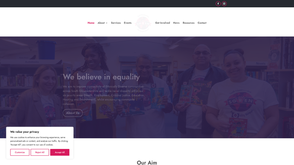 Screenshot of the South Gloucestershire Race Equality Network website