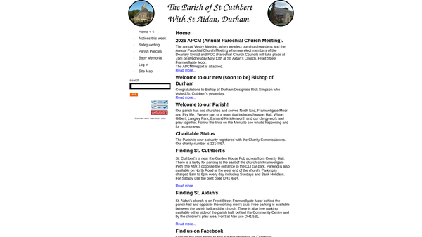 Screenshot of the The Parochial Church Council Of The Ecclesiastical Parish Of St. Cuthbert With St. Aidan, Durham In The Diocese Of Durham website