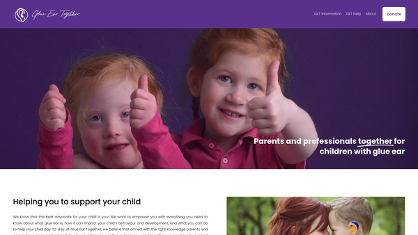 Screenshot of the Glue Ear Together website
