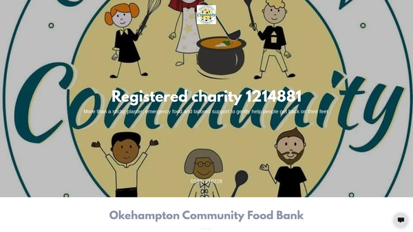 Screenshot of the Okehampton Community Kitchen And Foodbank website