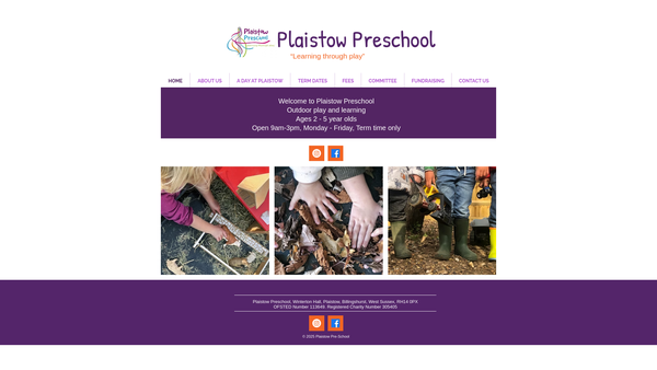 Screenshot of the Plaistow Preschool website