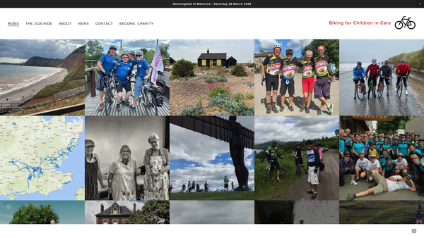Screenshot of the Biking For Children In Care Ltd website