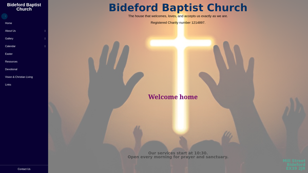Screenshot of the Bideford Baptist Church website