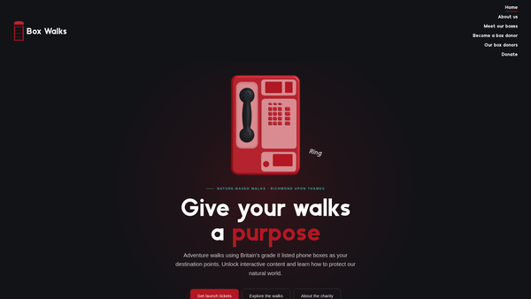 Screenshot of the Box Walks website