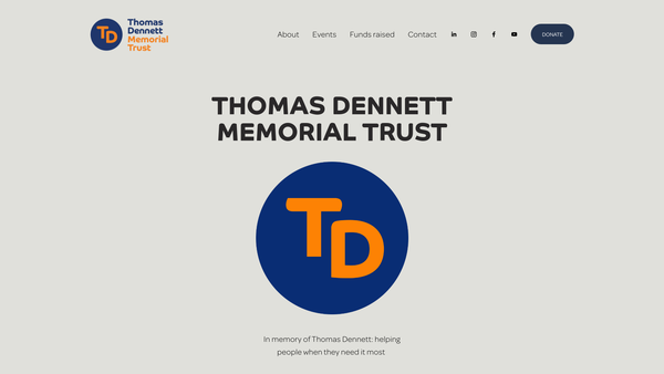 Screenshot of the Thomas Dennett Memorial Trust website