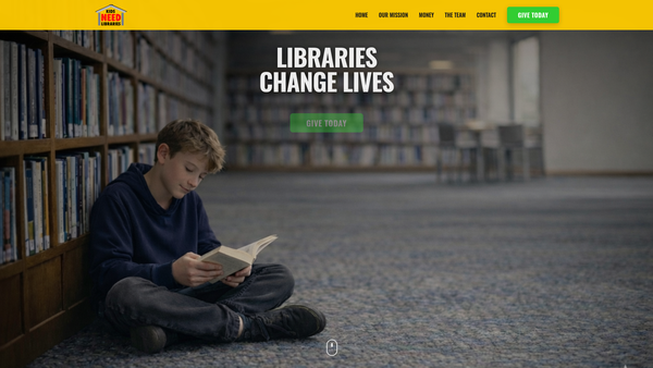 Screenshot of the Kids Need Libraries website