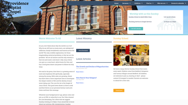 Screenshot of the Providence Baptist Chapel Bedford website