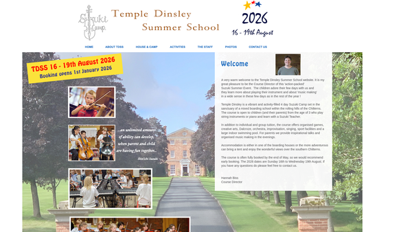 Screenshot of the Summer Music Schools (Ncmc & Tdss) website