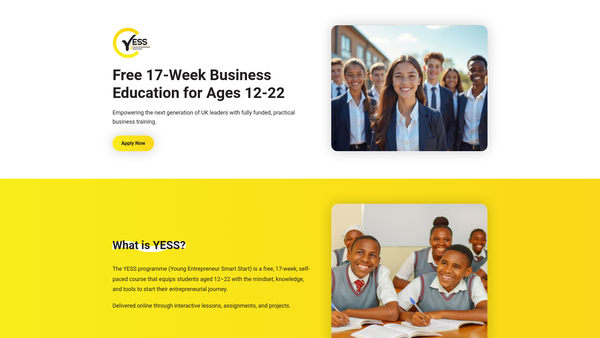 Screenshot of the Yess Foundation-Uk website