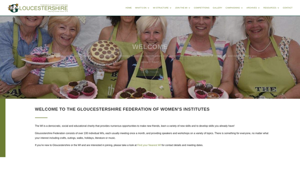 Screenshot of the The Gloucestershire Federation Of Women's Institutes CIO website
