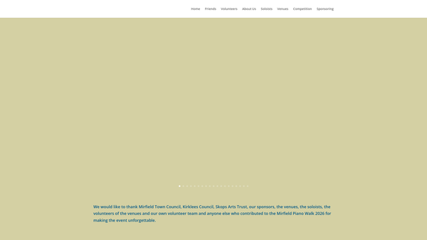 Screenshot of the Mirfield Piano Walk CIO website