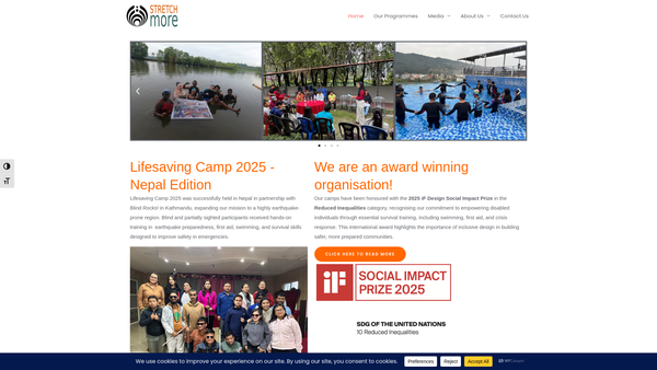 Screenshot of the Stretch More website