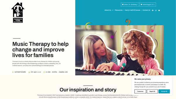 Screenshot of the Thomas's Fund website