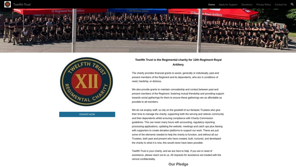 Screenshot of the Twelfth Trust website