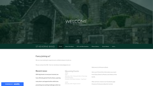 Screenshot of the St Keverne Band website