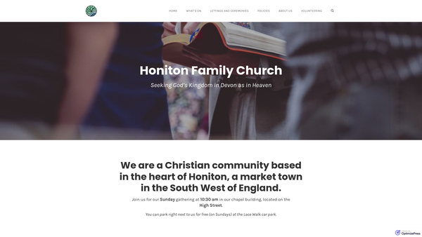 Screenshot of the Honiton Family Church website