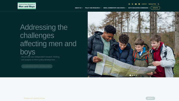 Screenshot of the Centre For Policy Research On Men And Boys website