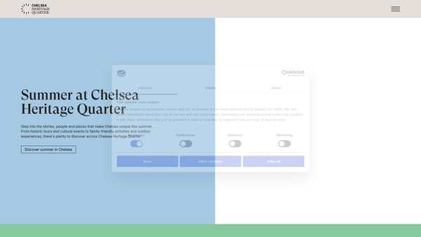 Screenshot of the Chelsea Heritage Quarter website