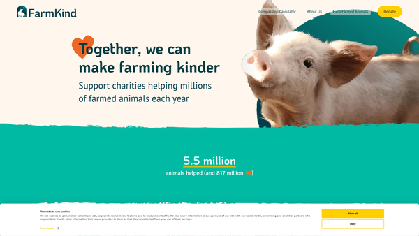 Screenshot of the Farmkind website