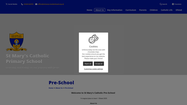 Screenshot of the St. Mary's Child Care Group (Ccg) website