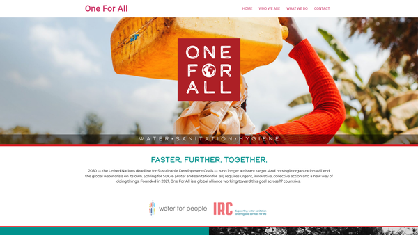 Screenshot of the One For All Alliance website