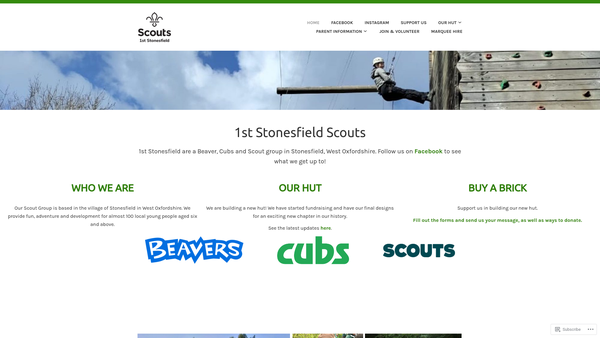 Screenshot of the 1st Stonesfield Scout Group website