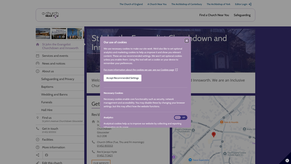 Screenshot of the The Parochial Church Council Of The Ecclesiastical Parish Of Saint John The Evangelist, Churchdown And Innsworth, In The Diocese Of Gloucester website