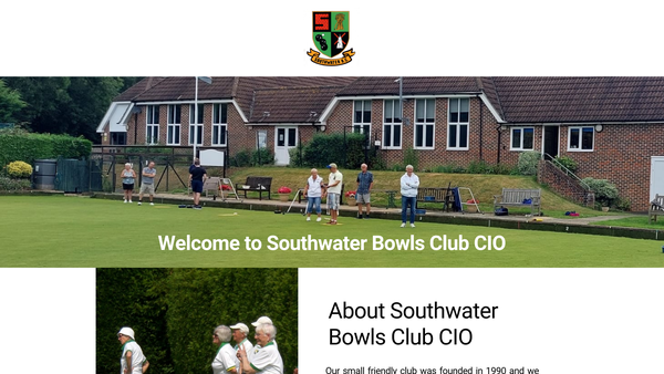 Screenshot of the Southwater Bowls Club C.I.O. website