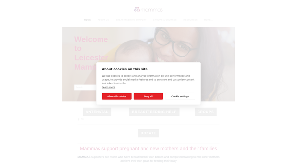 Screenshot of the Leicester Mammas website