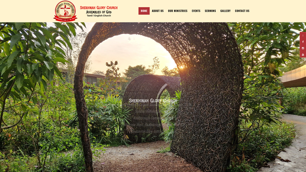 Screenshot of the Shekhinah Glory Church website