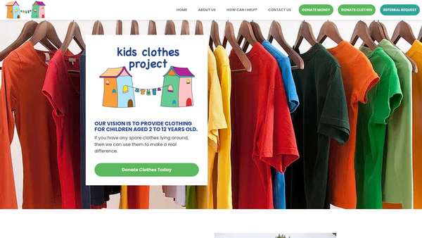 Screenshot of the Kids Clothes Project website