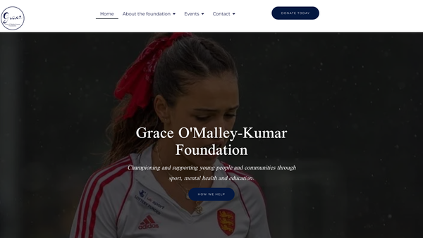Screenshot of the Grace O'malley-Kumar Foundation website