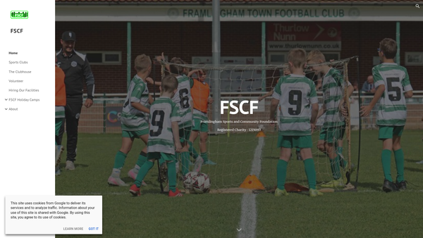 Screenshot of the Framlingham Sports And Community Foundation website
