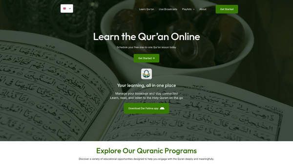 Screenshot of the Dar Fatima website