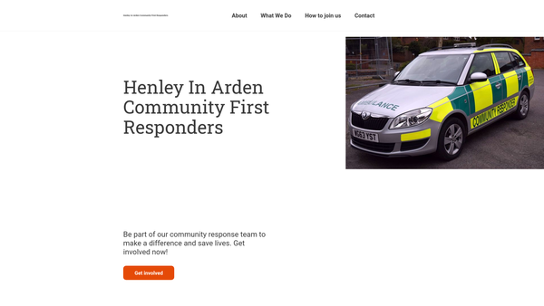 Screenshot of the Henley In Arden Community First Responders website