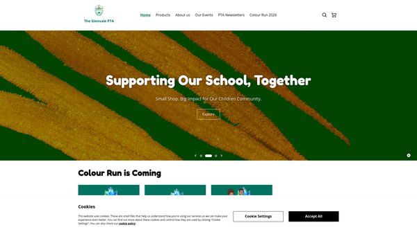 Screenshot of the The Glenvale Primary School Parent Teacher Association website