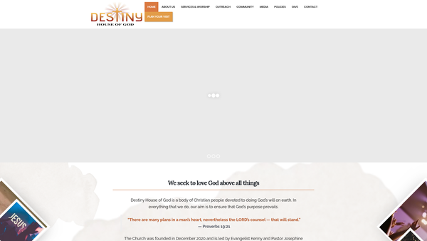 Screenshot of the Destiny House Of God website
