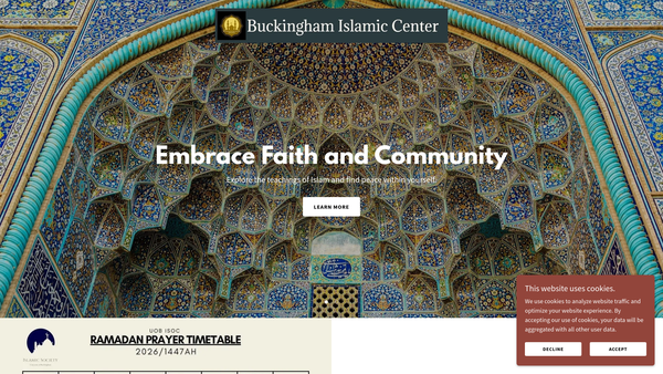 Screenshot of the Buckingham Islamic Welfare Association (Biwa) website