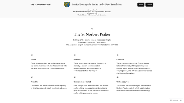 Screenshot of the The Parish And Priory Music Foundation Of Our Lady Of Sorrows, Peckham website