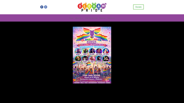 Screenshot of the Oldham Pride Collective CIO website